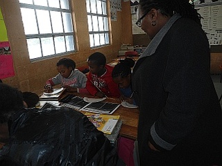 Educator's admiring the creativity of their learners