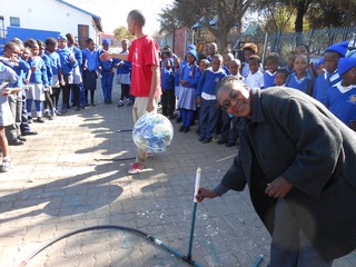 Educator actively  participating the rocket making project